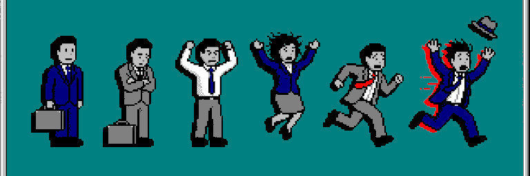 Six depositors, calm on the left, running on the right